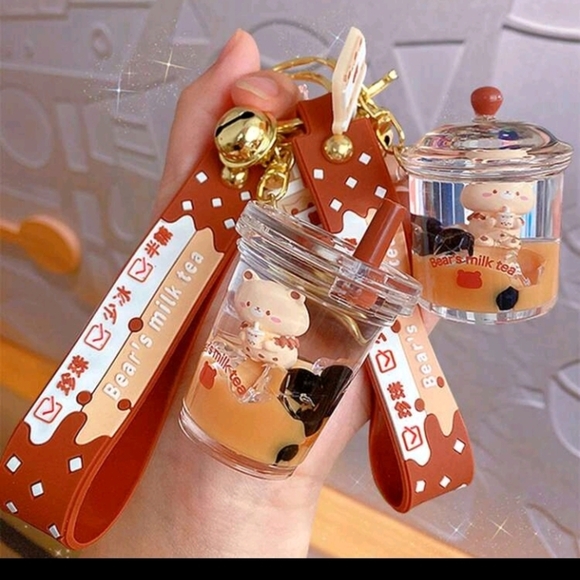 Bear's Milk Tea Phone Charm Keychain - Brown - Picture 7 of 10